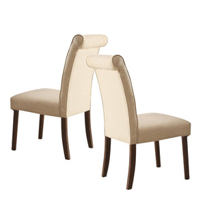 HomeRoots Set of Two Stylish Beige & Brown Upholstered Side Chairs for Dining, Living & Accent Spaces 573282