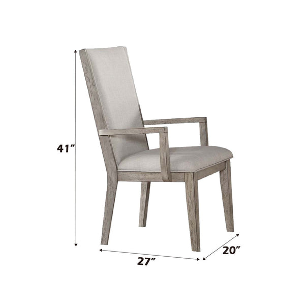 HomeRoots Set of Two Stylish Gray Fabric Arm Chairs with Solid Wood Frame for Dining and Accent Use 573285