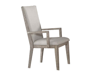 HomeRoots Set of Two Stylish Gray Fabric Arm Chairs with Solid Wood Frame for Dining and Accent Use 573285