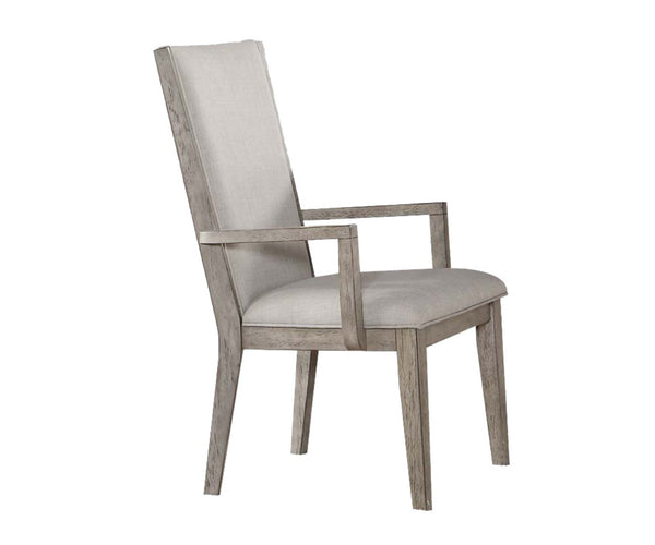 HomeRoots Set of Two Stylish Gray Fabric Arm Chairs with Solid Wood Frame for Dining and Accent Use 573285