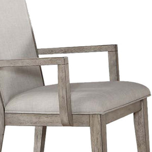 HomeRoots Set of Two Stylish Gray Fabric Arm Chairs with Solid Wood Frame for Dining and Accent Use 573285