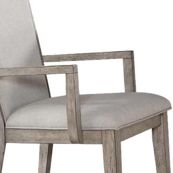 HomeRoots Set of Two Stylish Gray Fabric Arm Chairs with Solid Wood Frame for Dining and Accent Use 573285