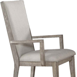 HomeRoots Set of Two Stylish Gray Fabric Arm Chairs with Solid Wood Frame for Dining and Accent Use 573285