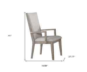 HomeRoots Set of Two Stylish Gray Fabric Arm Chairs with Solid Wood Frame for Dining and Accent Use 573285