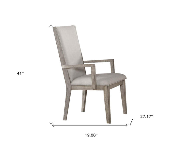 HomeRoots Set of Two Stylish Gray Fabric Arm Chairs with Solid Wood Frame for Dining and Accent Use 573285