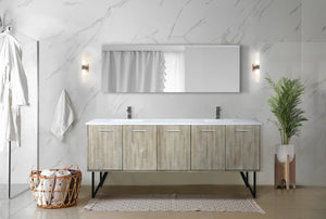 English Elm Rustic Acacia Double Bath Vanity Set With White Quartz Top, Gun Metal Faucet, And 70-Inch Mirror B2731S01677-GIGA