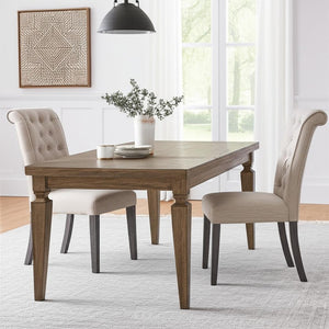 HomeRoots Set of Two Elegant Tufted Beige and Gray Upholstered Linen Chairs for Dining or Accent Use 573291