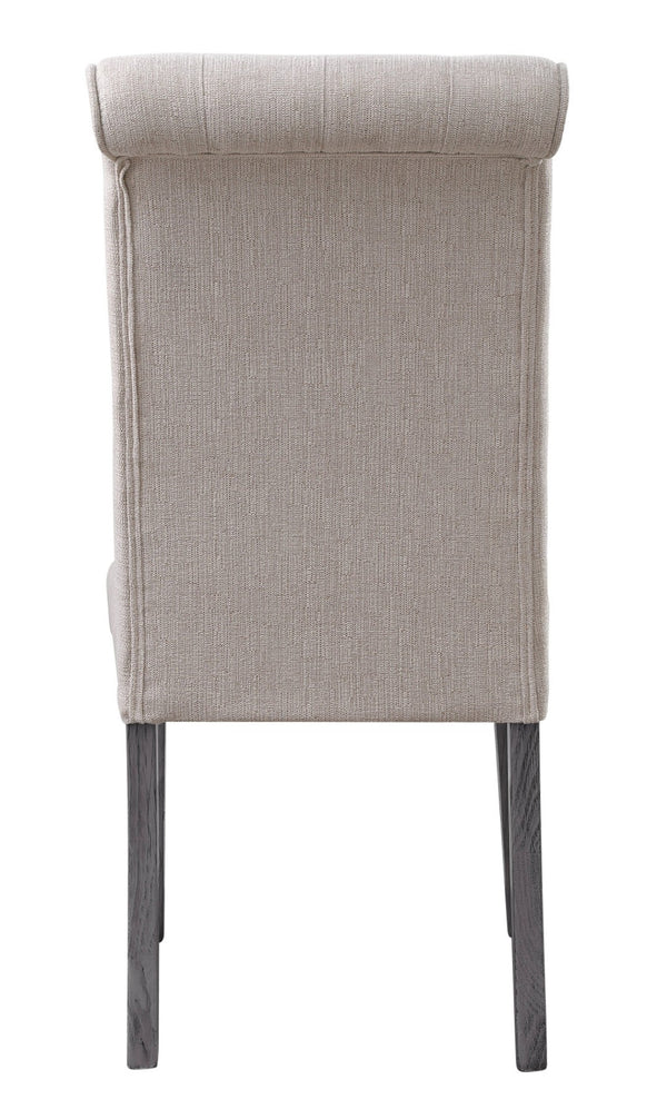 HomeRoots Set of Two Elegant Tufted Beige and Gray Upholstered Linen Chairs for Dining or Accent Use 573291