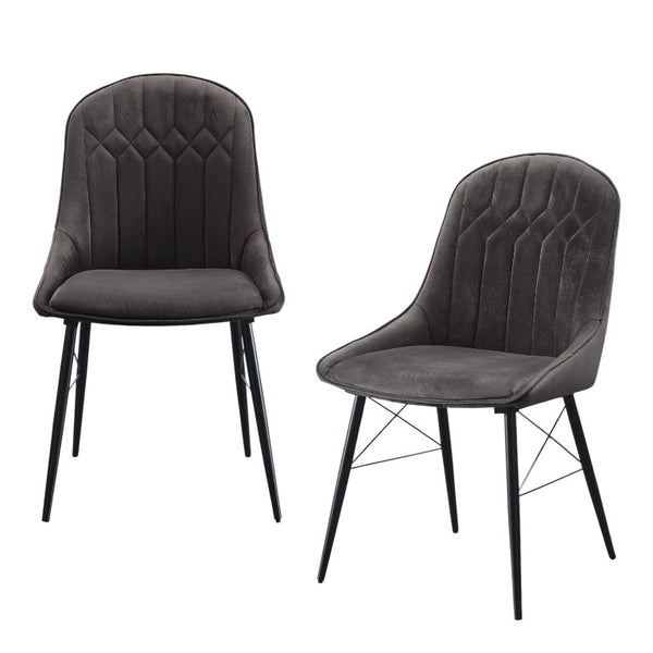 HomeRoots Set of Two Tufted Upholstered Dining Chairs with Solid Wood Legs for Modern Homes 573294