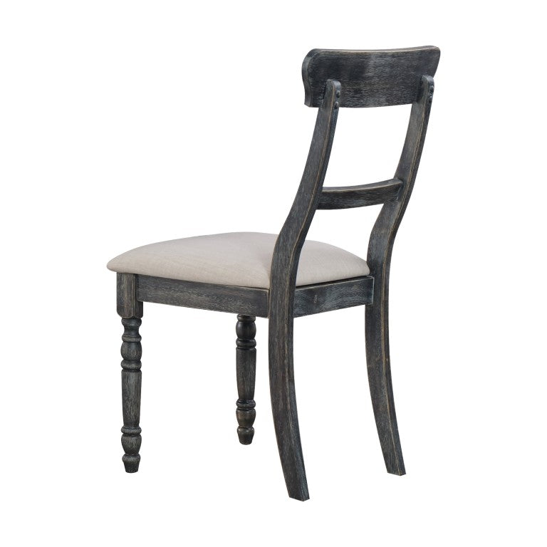 HomeRoots Set of Two Ladder Back Side Chairs in Linen Upholstery with Solid Wood Frame 573295