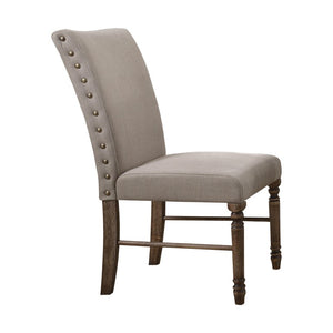 HomeRoots Set of Two Linen Upholstered Oak Wood Dining Side Chairs for Modern Rooms 573297