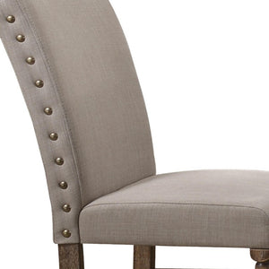Set of Two Linen Upholstered Oak Wood Dining Side Chairs for Modern Rooms