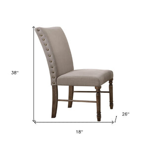Set of Two Linen Upholstered Oak Wood Dining Side Chairs for Modern Rooms