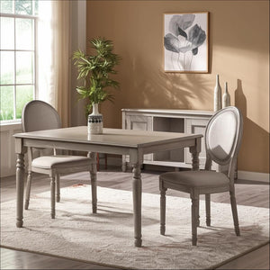 HomeRoots Set of Two Elegant Tan Upholstered King Louis Dining Chairs with Oak Legs for Timeless Style 573305