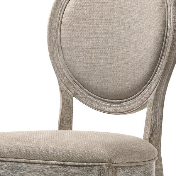 HomeRoots Set of Two Elegant Tan Upholstered King Louis Dining Chairs with Oak Legs for Timeless Style 573305