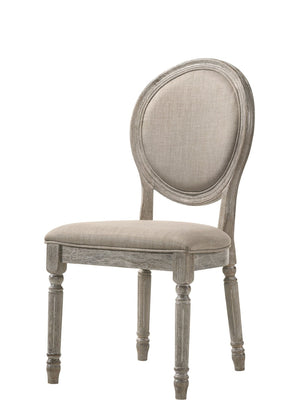 HomeRoots Set of Two Elegant Tan Upholstered King Louis Dining Chairs with Oak Legs for Timeless Style 573305