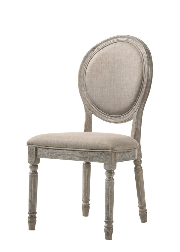 HomeRoots Set of Two Elegant Tan Upholstered King Louis Dining Chairs with Oak Legs for Timeless Style 573305