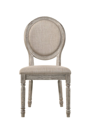 HomeRoots Set of Two Elegant Tan Upholstered King Louis Dining Chairs with Oak Legs for Timeless Style 573305
