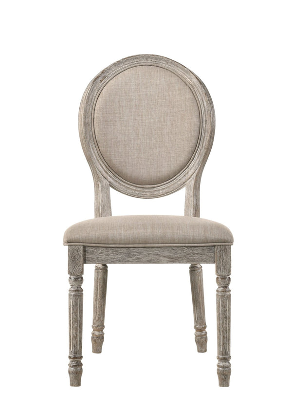 HomeRoots Set of Two Elegant Tan Upholstered King Louis Dining Chairs with Oak Legs for Timeless Style 573305