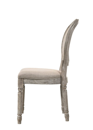 HomeRoots Set of Two Elegant Tan Upholstered King Louis Dining Chairs with Oak Legs for Timeless Style 573305
