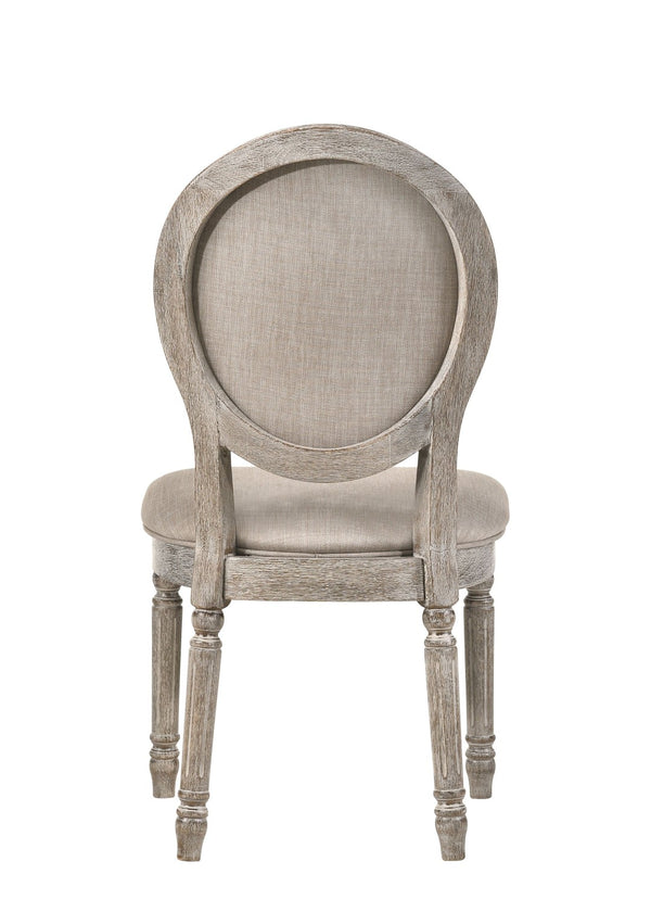HomeRoots Set of Two Elegant Tan Upholstered King Louis Dining Chairs with Oak Legs for Timeless Style 573305