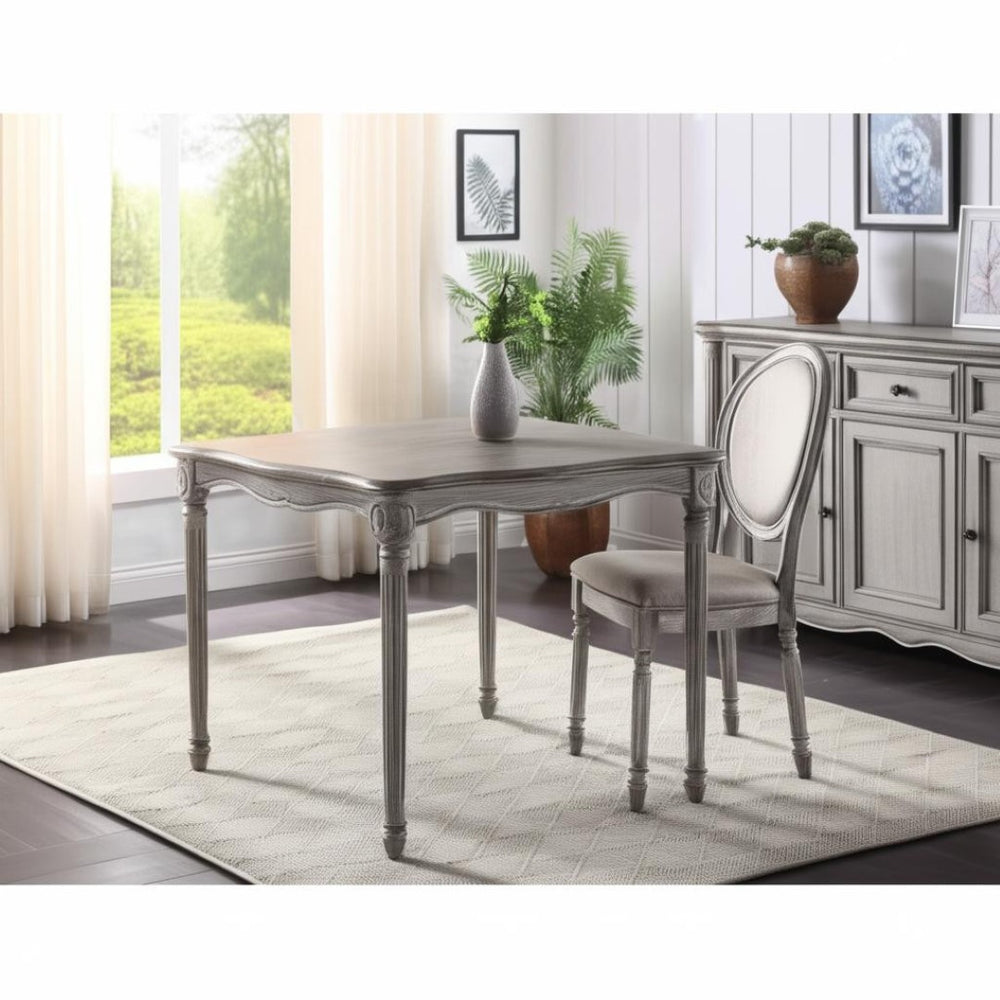HomeRoots Set of Two Elegant Tan Upholstered King Louis Dining Chairs with Oak Legs for Timeless Style 573305