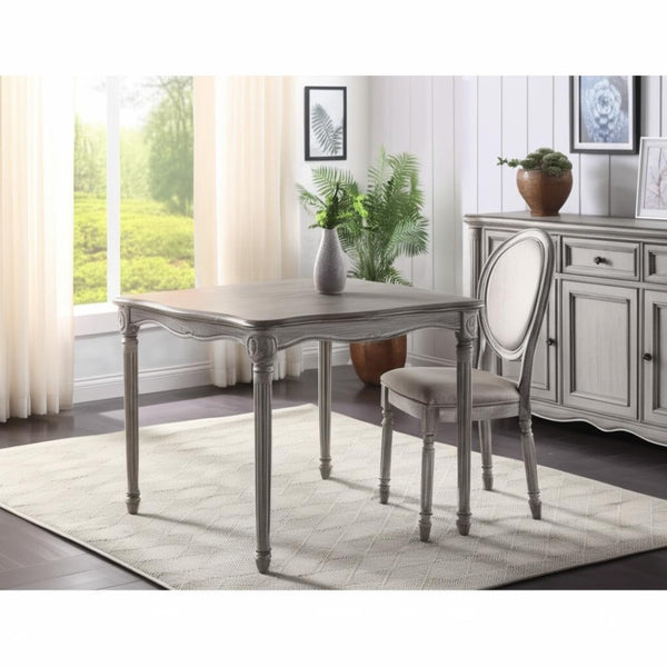 HomeRoots Set of Two Elegant Tan Upholstered King Louis Dining Chairs with Oak Legs for Timeless Style 573305