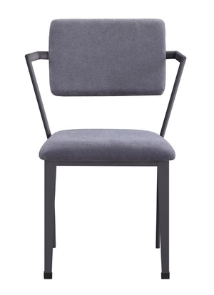 HomeRoots Set of Two Modern Open Back Dining Chairs in Gray Upholstery with Gunmetal Frame 573310