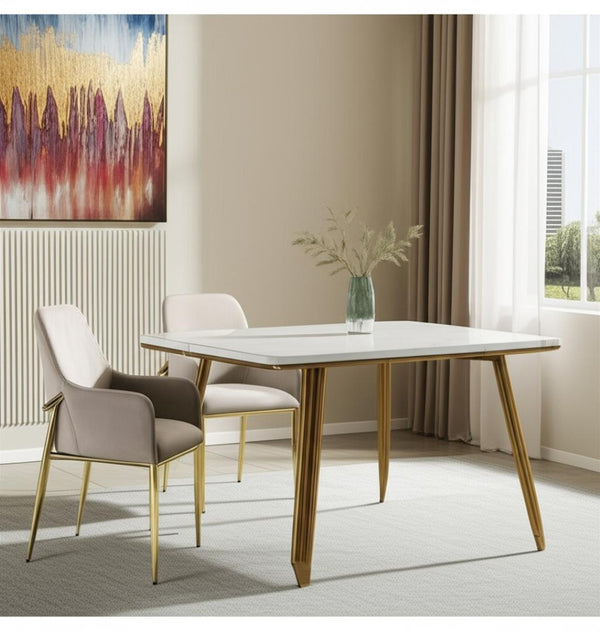 HomeRoots Set of Two Gray Velvet Dining Side Chairs with Gold Legs - Modern Comfort for Any Space 573311