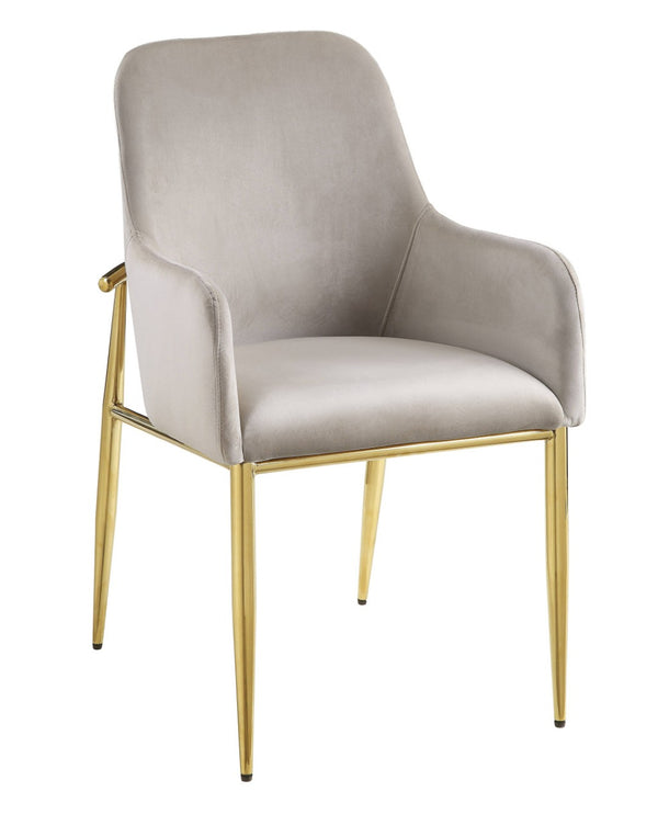 HomeRoots Set of Two Gray Velvet Dining Side Chairs with Gold Legs - Modern Comfort for Any Space 573311