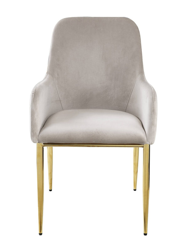 HomeRoots Set of Two Gray Velvet Dining Side Chairs with Gold Legs - Modern Comfort for Any Space 573311