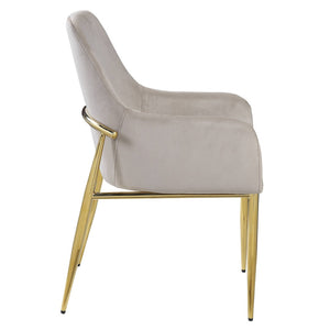 HomeRoots Set of Two Gray Velvet Dining Side Chairs with Gold Legs - Modern Comfort for Any Space 573311