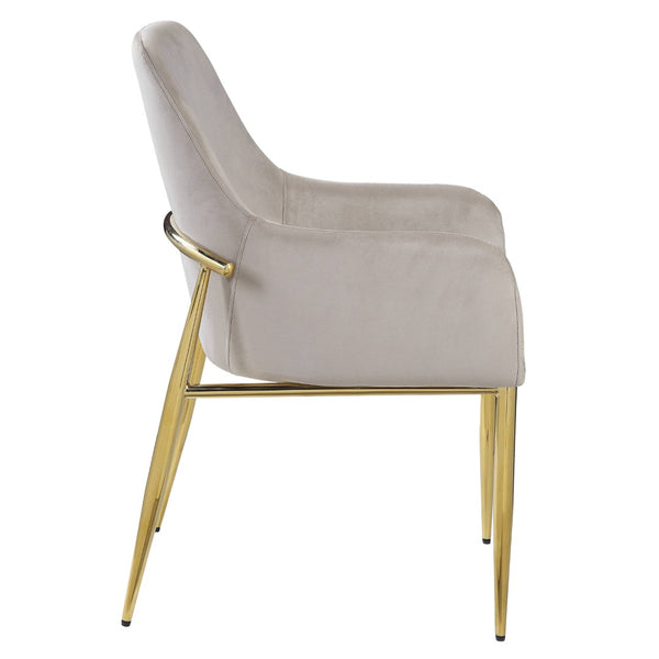 HomeRoots Set of Two Gray Velvet Dining Side Chairs with Gold Legs - Modern Comfort for Any Space 573311