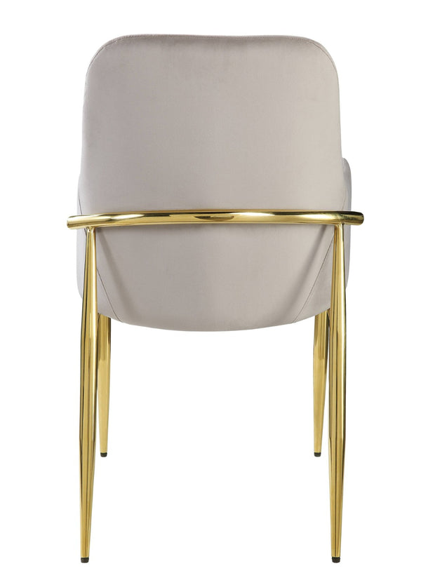 HomeRoots Set of Two Gray Velvet Dining Side Chairs with Gold Legs - Modern Comfort for Any Space 573311