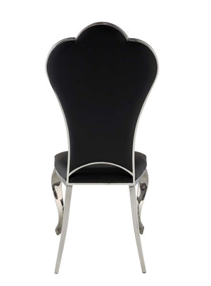 HomeRoots Set of Two Stylish Black Faux Leather Dining Side Chairs with Sleek Silver Legs for Versatile Use 573320