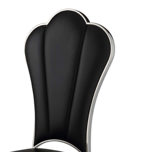 HomeRoots Set of Two Stylish Black Faux Leather Dining Side Chairs with Sleek Silver Legs for Versatile Use 573320