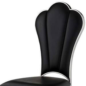 HomeRoots Set of Two Stylish Black Faux Leather Dining Side Chairs with Sleek Silver Legs for Versatile Use 573320