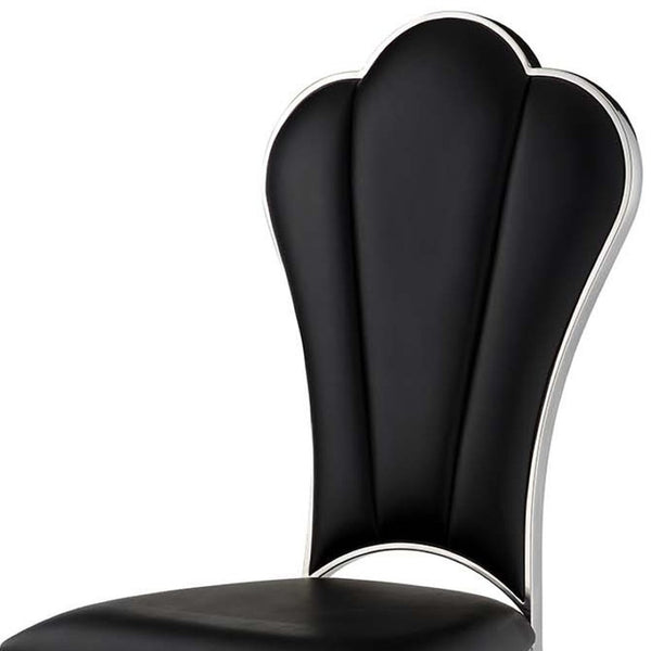 HomeRoots Set of Two Stylish Black Faux Leather Dining Side Chairs with Sleek Silver Legs for Versatile Use 573320