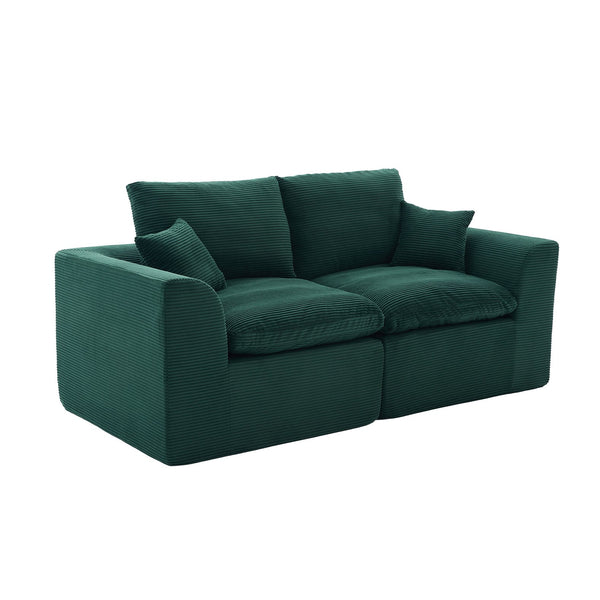 English Elm UNITED Cloud Couch Modular Sectional Sofa with Corduroy Cover, Ergonomic 2-Seater, No Assembly Needed Emerald W1568P371119