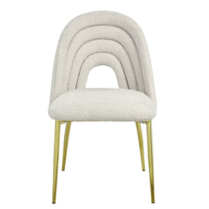 HomeRoots Set of Two Elegant Beige and Gold Upholstered Dining Chairs - Chic Accent Seating for Any Space 573337