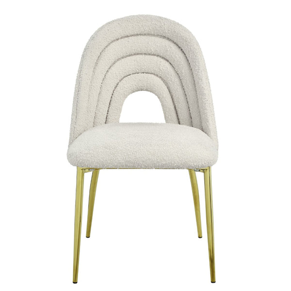 HomeRoots Set of Two Elegant Beige and Gold Upholstered Dining Chairs - Chic Accent Seating for Any Space 573337