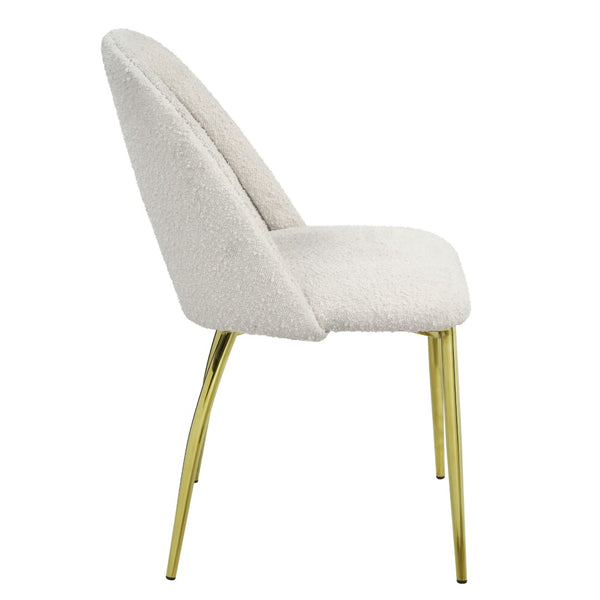 HomeRoots Set of Two Elegant Beige and Gold Upholstered Dining Chairs - Chic Accent Seating for Any Space 573337