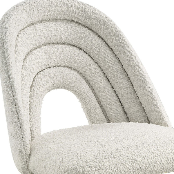 HomeRoots Set of Two Elegant Beige and Gold Upholstered Dining Chairs - Chic Accent Seating for Any Space 573337