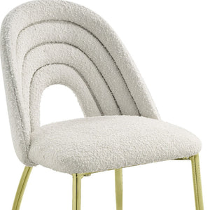 HomeRoots Set of Two Elegant Beige and Gold Upholstered Dining Chairs - Chic Accent Seating for Any Space 573337