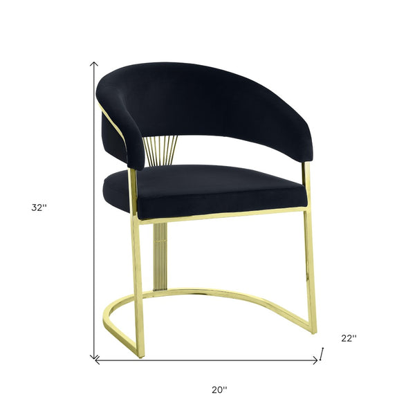 HomeRoots Black Velvet Dining Side Chair with Gold Accents - Modern Armless Design for Stylish Spaces 573338