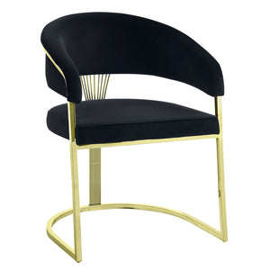 HomeRoots Black Velvet Dining Side Chair with Gold Accents - Modern Armless Design for Stylish Spaces 573338