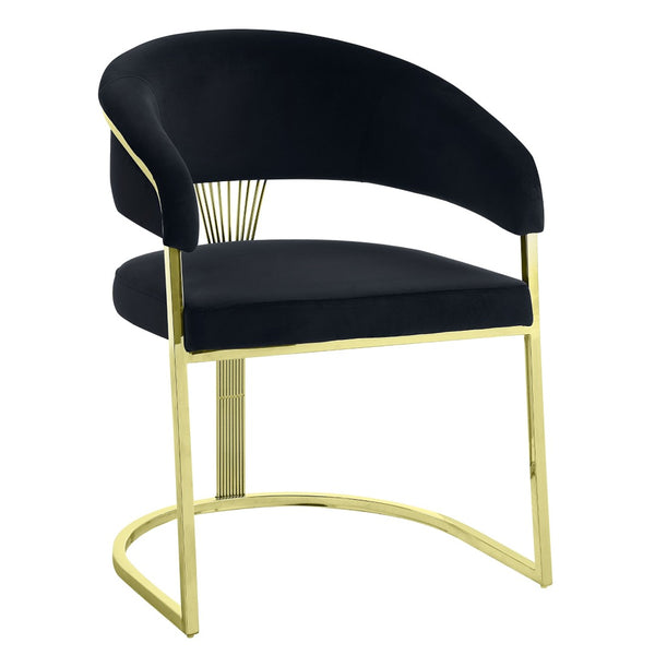 HomeRoots Black Velvet Dining Side Chair with Gold Accents - Modern Armless Design for Stylish Spaces 573338
