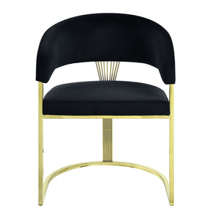 HomeRoots Black Velvet Dining Side Chair with Gold Accents - Modern Armless Design for Stylish Spaces 573338