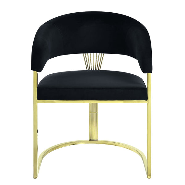 HomeRoots Black Velvet Dining Side Chair with Gold Accents - Modern Armless Design for Stylish Spaces 573338