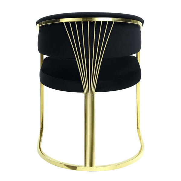 HomeRoots Black Velvet Dining Side Chair with Gold Accents - Modern Armless Design for Stylish Spaces 573338